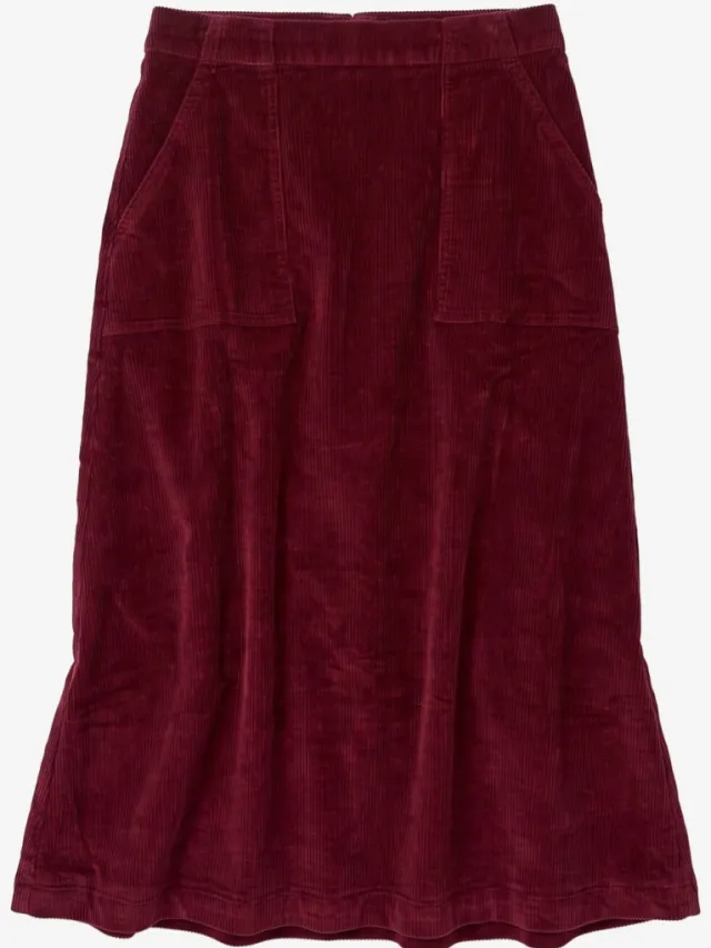 KnowledgeCotton Apparel dames vegan Rok Corduroy Bordeaux Rood