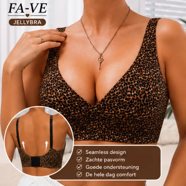 FA-VE Jelly Bra Panterprint – Jelly BH - Jellybra - Naadloze BH zonder Beugel – Comfortabele Push Up Bra – Dames Bralette met Uitneembare Pads - Panterprint