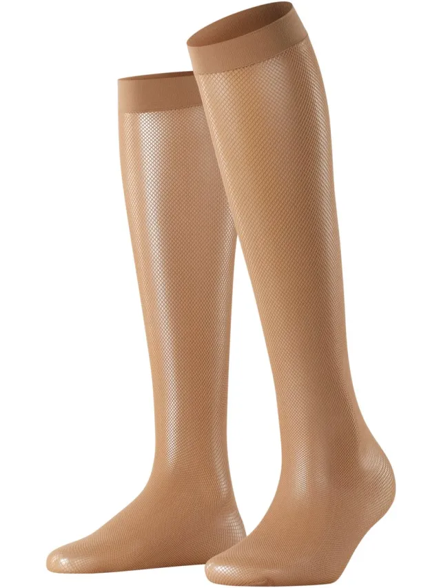 Falke Net transparant materiaal kniekousen dames transparant-38 beige 4169