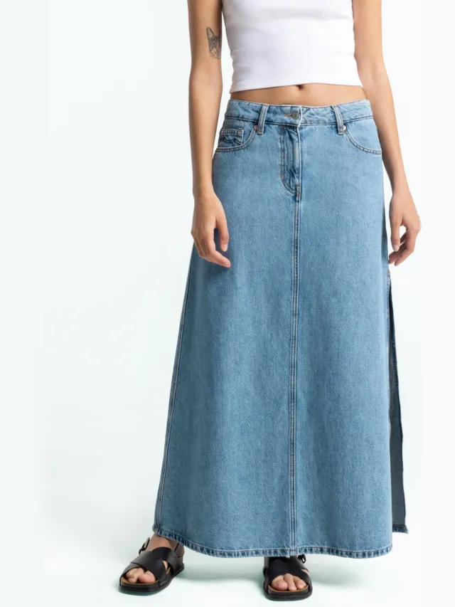 Kings Of Indigo dames vegan Spijkerrok Amirah Blauw