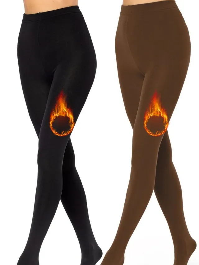 Merry Style Set 2x Thermo Panty - Winter panty - Fleece Panty - Zachte Panty - Fleece legging - Warme Panty – Zwart/Bruin - 3XL/4XL – MS-ATX-442-Tights-2B
