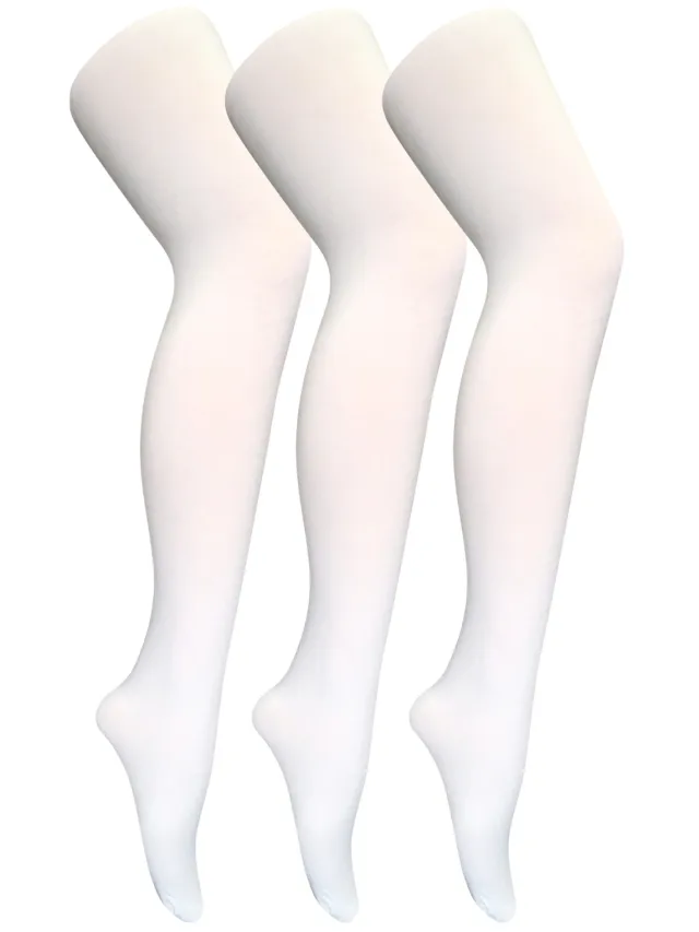 Sock Snob 3 paar dames gekleurde ondoorzichtige 80 denier panty's - Wit, foto 2