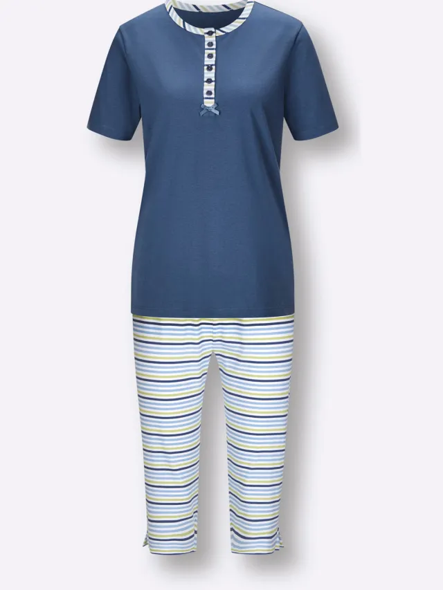 Capri-pyjama's jeansblauw/jeansblauw gestreept, foto 2