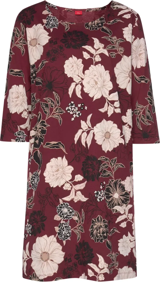 nachthemd bordeaux met bloemenprint bordeaux gebloemd/meerkleurig