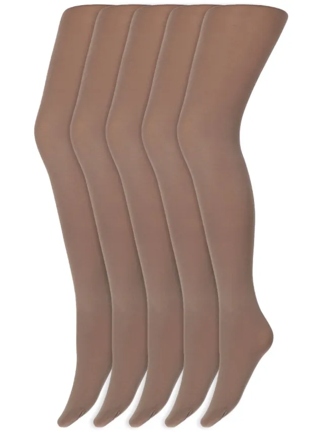 Marianne Gekleurde Panty’S | Micro | 60 Denier | Merk: Marianne | Maat: S T/M Xxl | Kleur: Fossil | 5 Paar Bruin