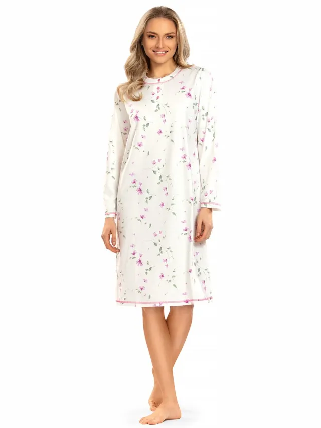 Comtessa Dames Nachthemd Autumn Flowers - Comtessa Wit