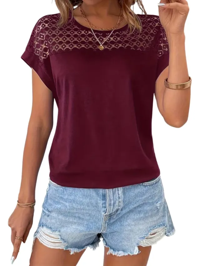 Currero Topje Dames - Top Kleding - Shirt - Blouse - Kort - Volwassen - Donkerrood Donkerrood-A