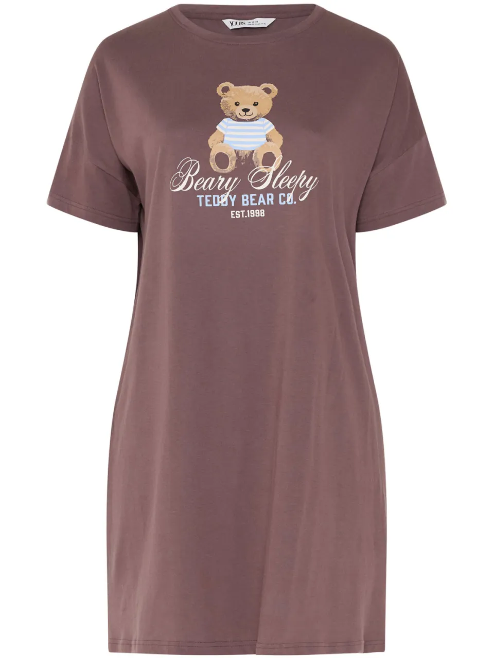 Yours Chocoladebruin 'Beary Sleepy' Slaapshirt Nachthemd-56, foto 4