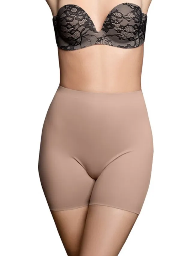Bye Bra Invisible Shorts, Naadloze Shapewear, Licht corrigerend slipje voor de buik, Gladde, Vormgevende en Comfortabele Ondergoed, Anti-schuurshorts, Huidskleur en Zwart, S-XL (Beige, L)