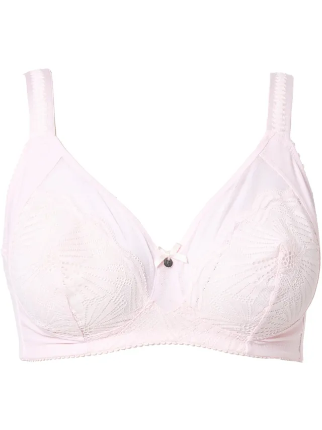 Ulla Popken Dames - BH zonder beugel mesh kant - Roze