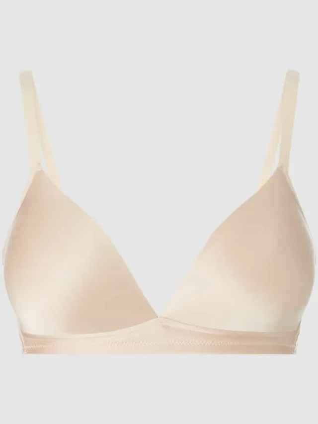 Hanro T-shirtbeha van satijn - beugelloos, model 'Satin Deluxe' beige, foto 2
