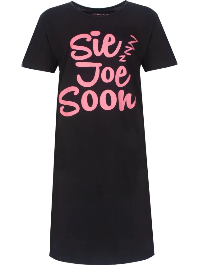 Temptation Dames Big Shirt - Korte Mouwen - Zwart