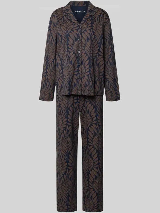 Schiesser Pyjama van puur katoen Donkerblauw