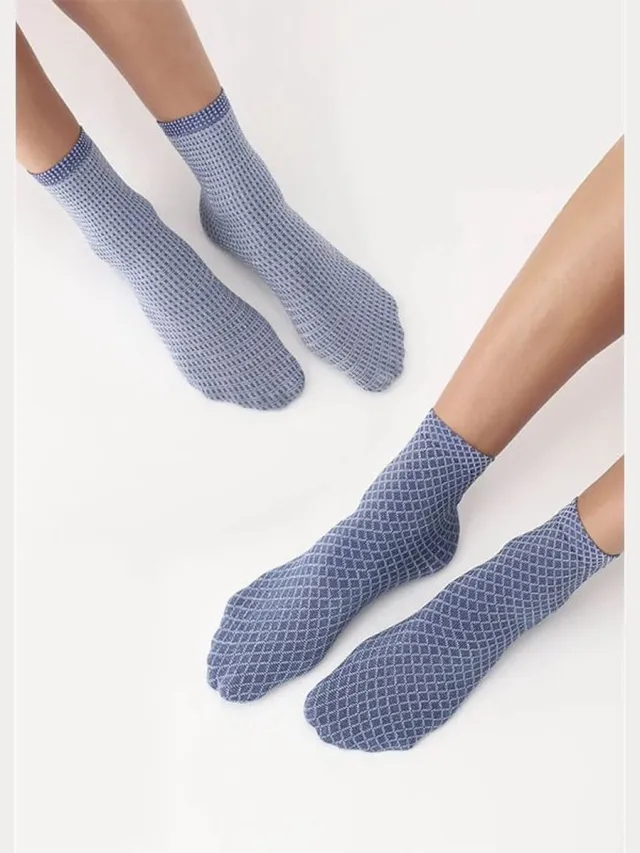 Oroblu Demi-Bas twins tiny socks - 2 pack - marine - one size blauw