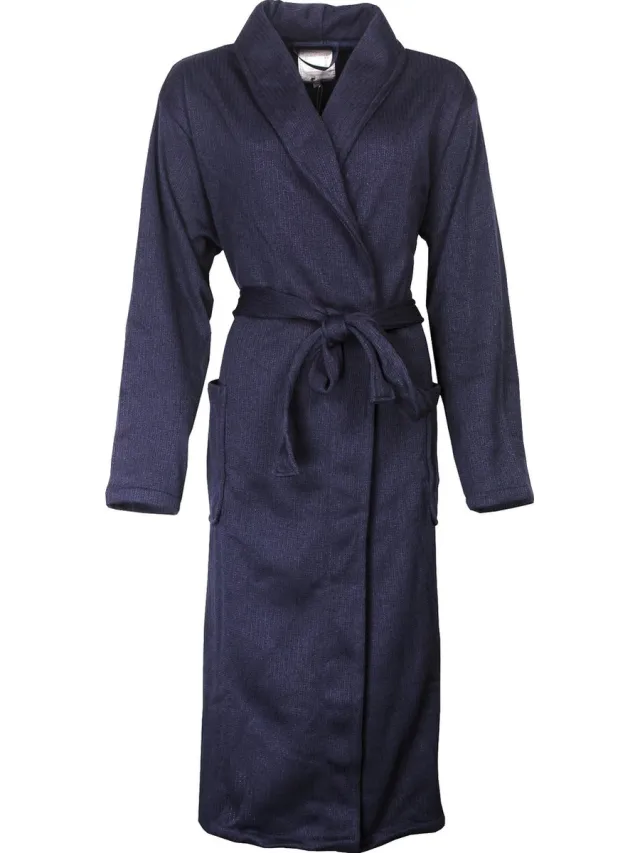 Tenderness Dames badjas - Fleece - Sjaalkraag - Donker Blauw