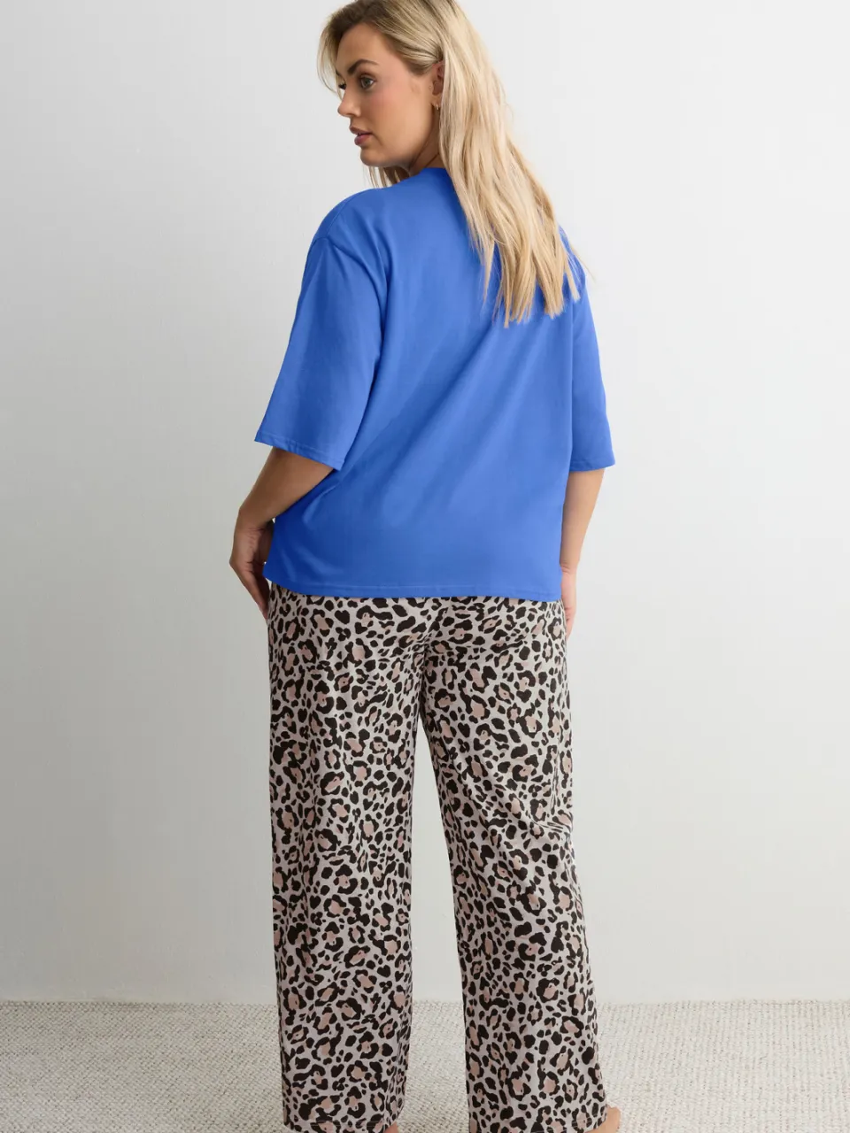 Yours Blauw & Luipaardprint 'Ibiza' Pyjamaset-44, foto 3