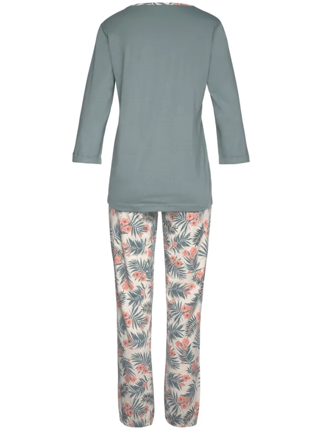 Pyjama jadegroen bedrukt