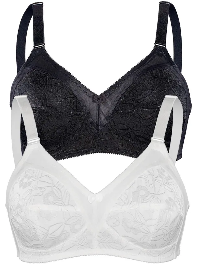 Sassa Verpakking van 2 Zachte BH GLANZEND JACQUARD Zwart-wit