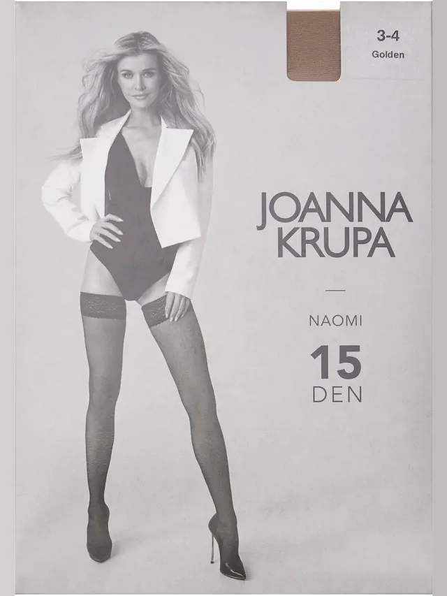 ESOTIQ Naomi - Zelfophoudende kousen - 15 denier - Beige - Bloemenmotief
