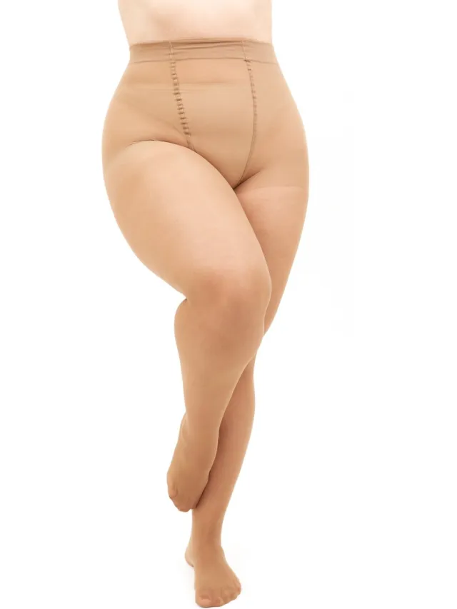 Giulia Panty - Mollie 40 - Grote Maten - Plus Size - Maatje Meer - Zijde Glans - Korte Benen - 40 Den - 2XL - Caramel