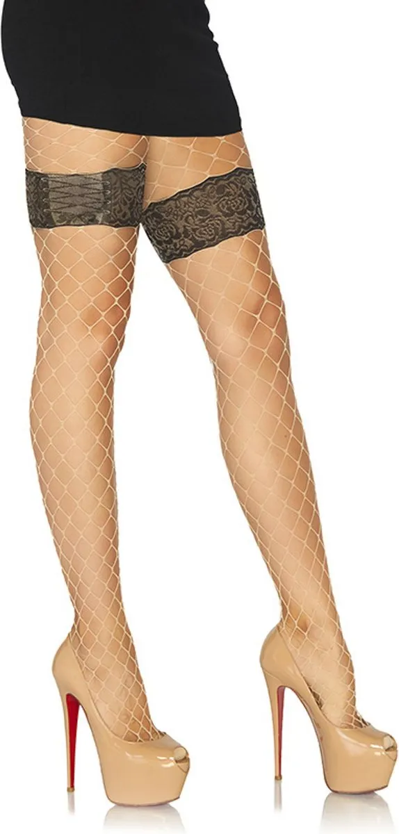 Leg Avenue Diamond net tights w. floral ["Zwart"]