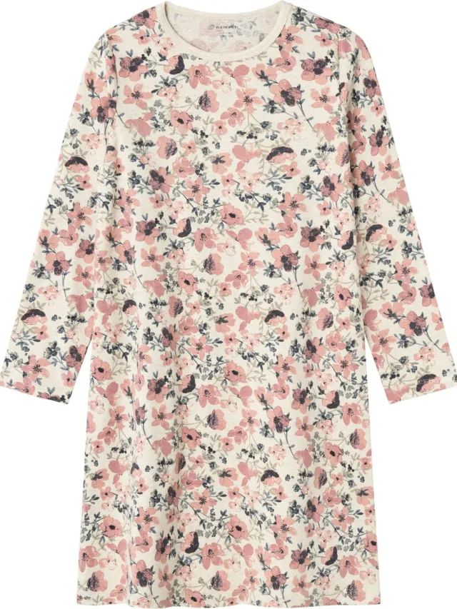 NAME IT Onderbroek Nkfnightgown Ls Nostalgia Flower No 13227055 Peyote Melange Dames Maat - W134 X L140