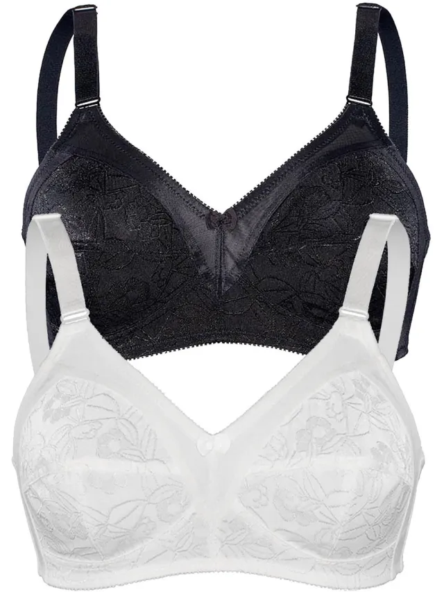 Sassa Verpakking van 2 Zachte BH GLANZEND JACQUARD Zwart-wit
