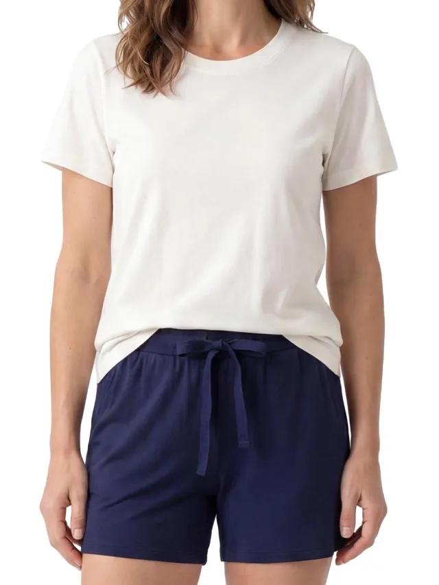 Schiesser Dames pyjama Mix & Relax blauw / crème