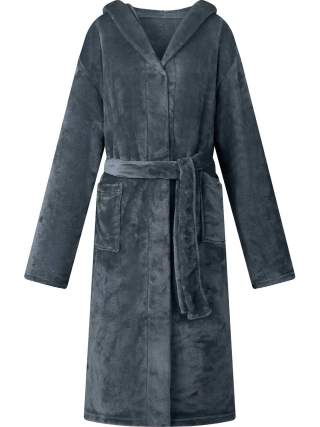 vidaXL Badjas Hoodie Marineblauw XXXL Flanel