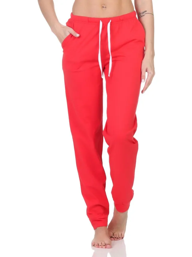 Normann Dames pyjamabroek lang mix & match in effen kleur - perfect te combineren pink