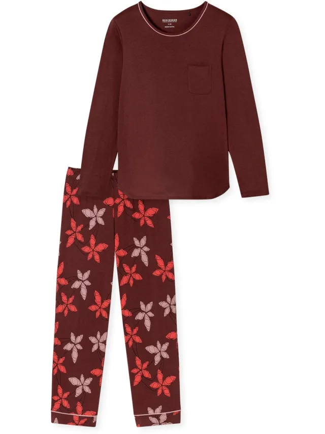 Schiesser Pyjama lang - Dames - Pyjamas wijnrood