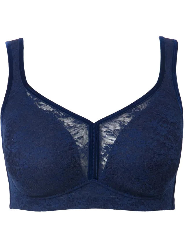 Ulla Popken Dames - Minimizer-BH spacer-cups zonder beugels - Nachtblauw
