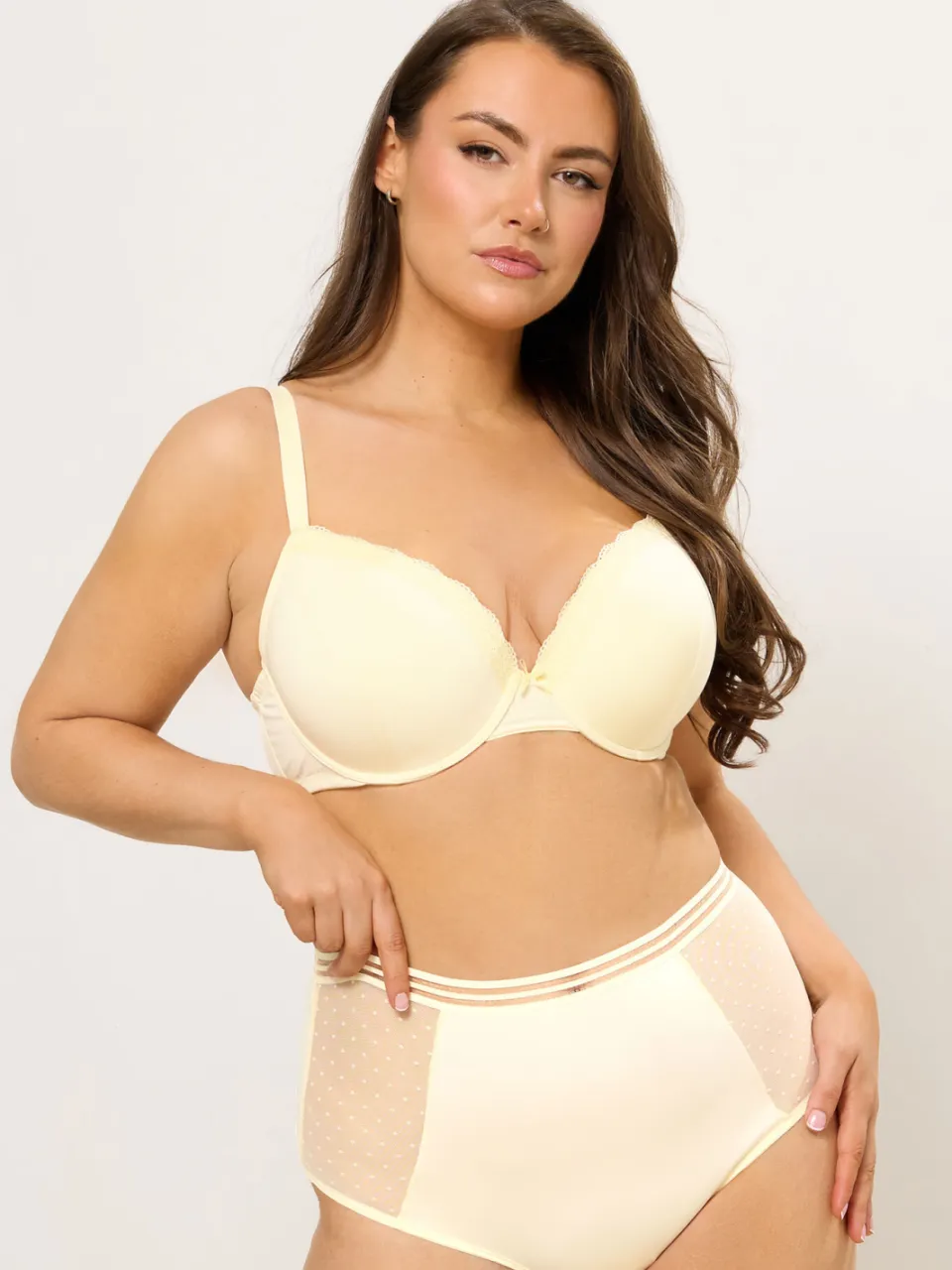 Yours Gele Kanten Dobby Slip Met Volledige Dekking-48 geel, foto 2