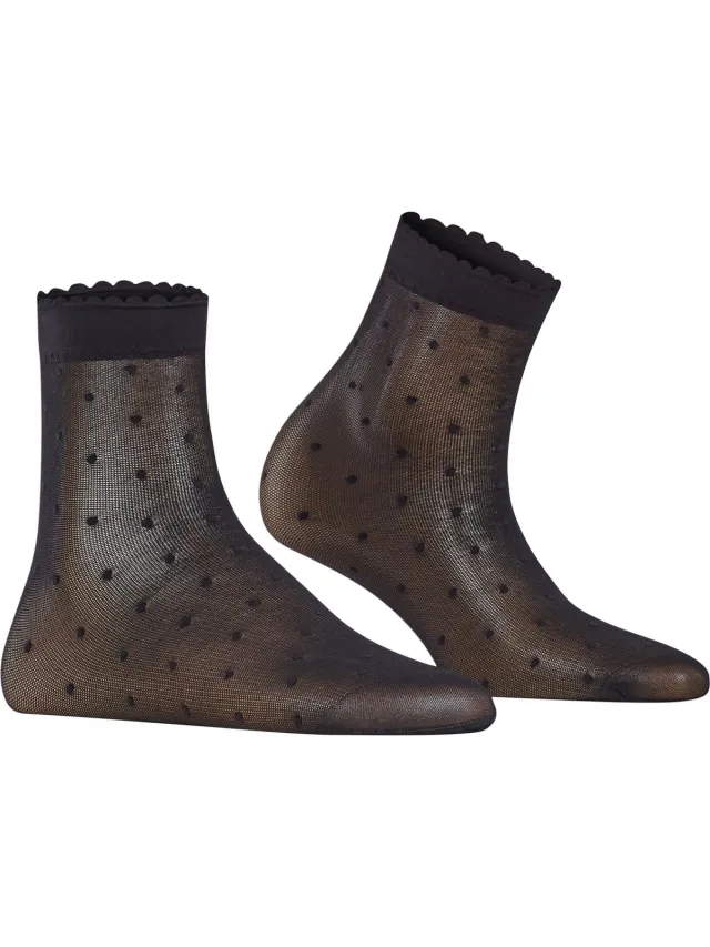 Falke Dot gedessineerd materiaal ultra transparant 15 DEN sokken dames zwart-42