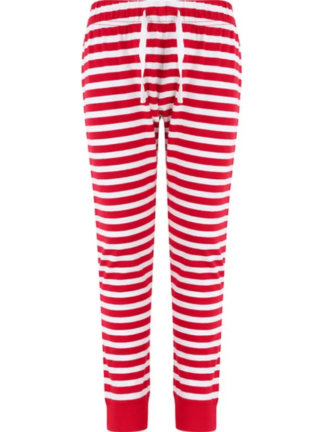 SF Women Dames/Dames Gestreepte Pyjamabroek met Manchetten (Rood/Wit)