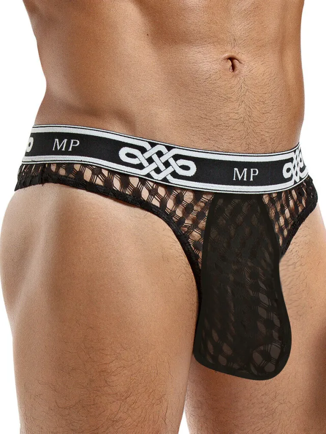 Male Power Lo Rise Thong - Zwart