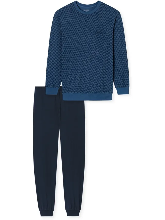 Schiesser Comfort Essentials – Pyjama – 181156 – Atlantic Blue – atlantisch blauw