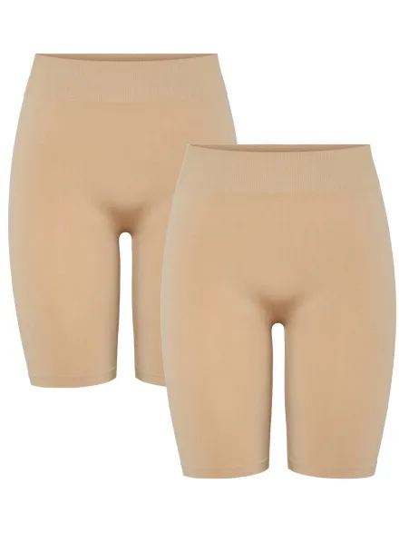 Pieces Dames shorts pclondon onderbroek lange pijp 2-pack beige, foto 2