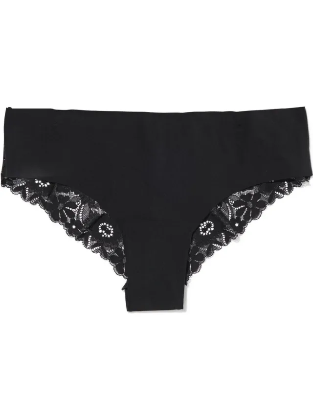 HEMA Damesbrazilian micro met kant zwart (zwart)
