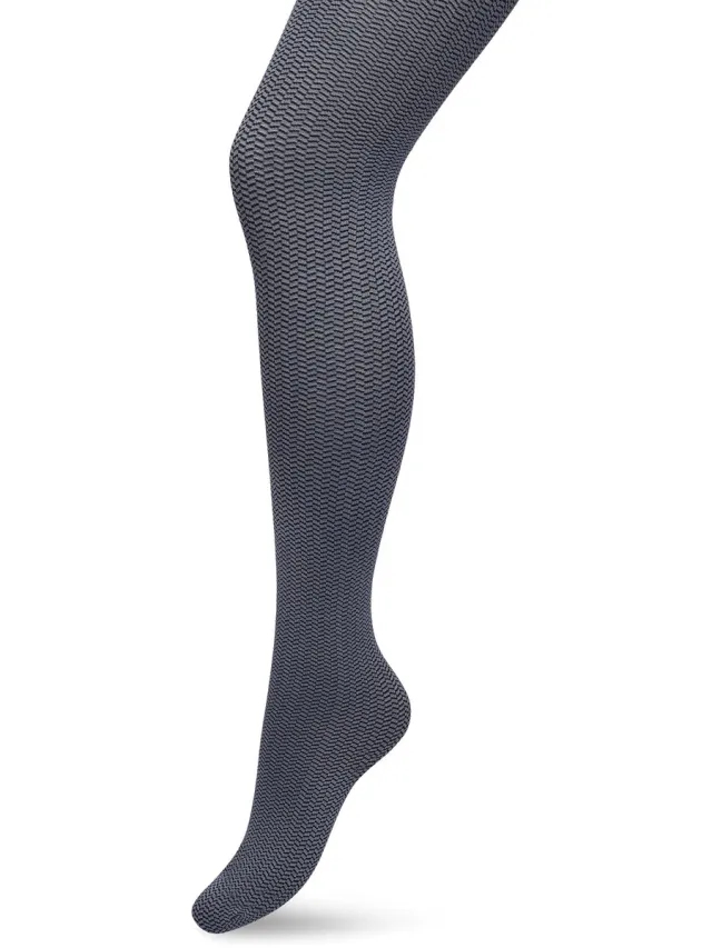 Bonnie Doon Dames Herringbone Panty 100 Denier Grijs - Chique Panty - Streepjes Dessin - Brede Boord - Comfort - Herringbone Print - Gestreept - Little Herringbone Tights - Feestelijk - Castlerock - BP211908.169