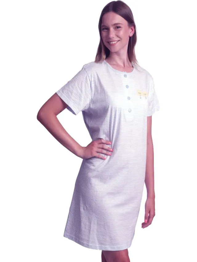 Cocodream Quality Cocodream dames nachthemd korte mouw - Sunday - blue Blue, sunday