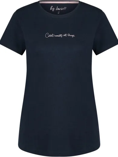 By Louise Dames korte pyjama set shortama donkerblauw effen/geruit veelkleurig, foto 2