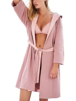 Missya Feline Double Sided Robe Roze