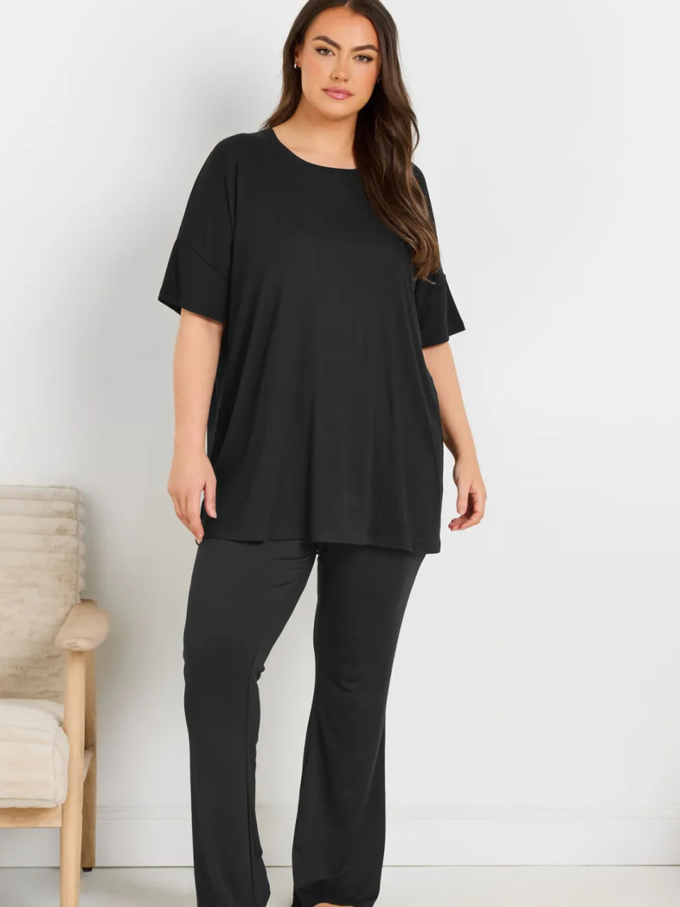 Yours Flared Soft Touch Pyjamabroek In Zwart-44, foto 2