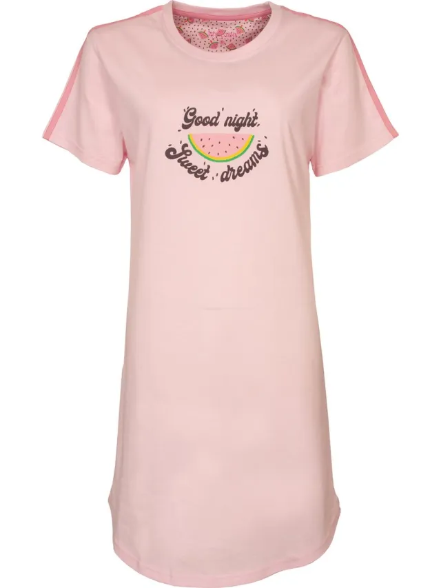 Irresistible Dames Nachthemd - Watermeloen - Licht Roze