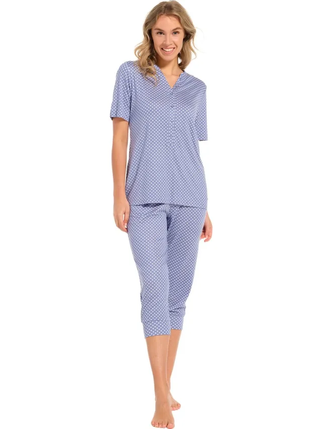 Pastunette pyjama dames - blauw met print - 25241-310-4/519
