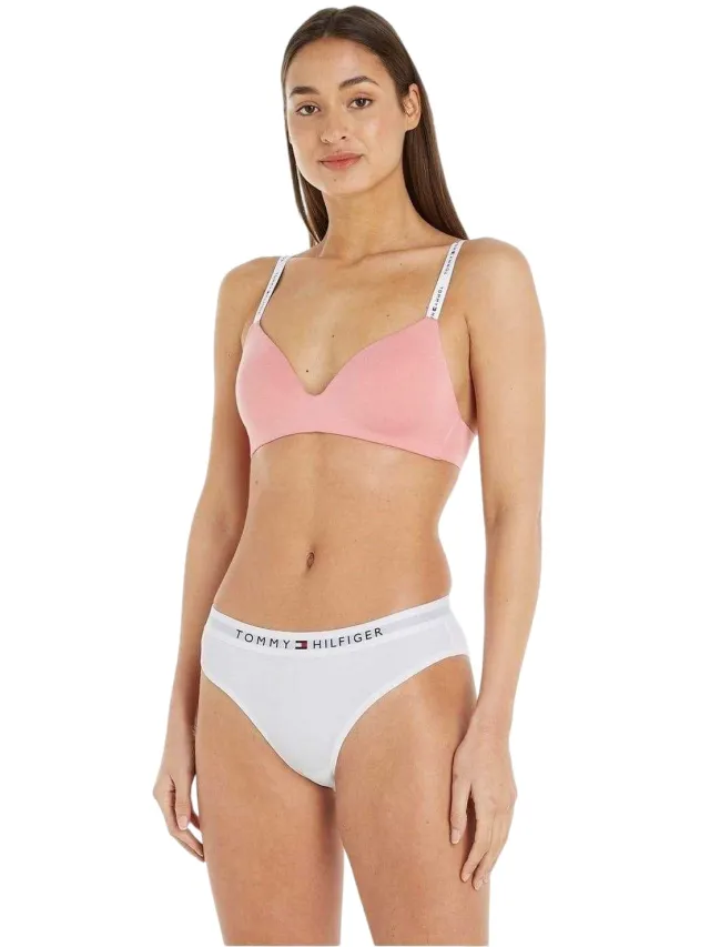 Tommy Hilfiger Damesonderbroeken van biologisch katoen met volledig logo (Wit)