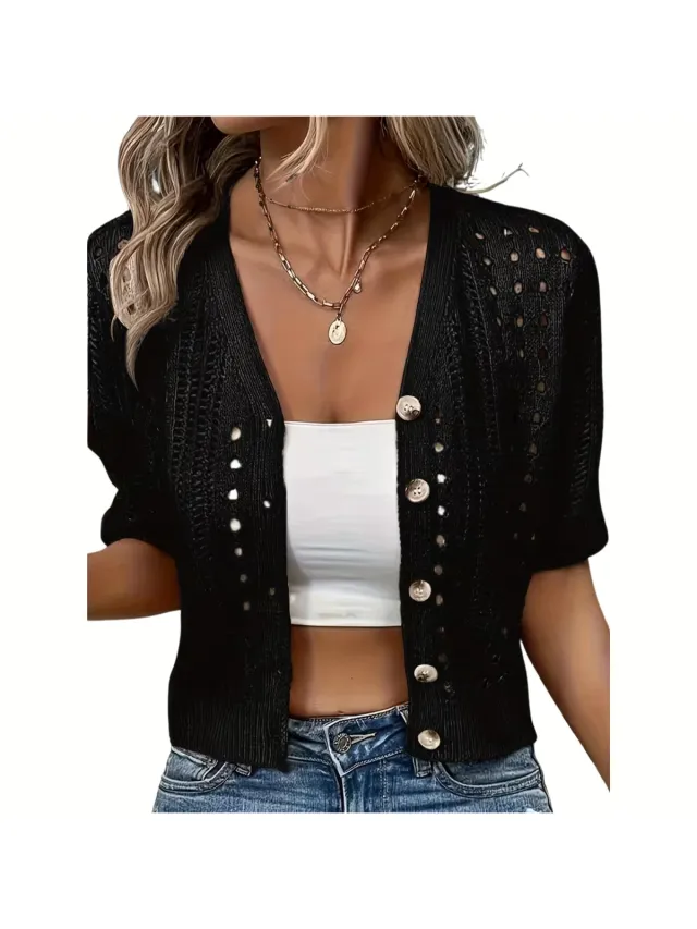 Currero Topje Dames - Top Kleding - Shirt - Blouse - Kort - Volwassen - Zwart
