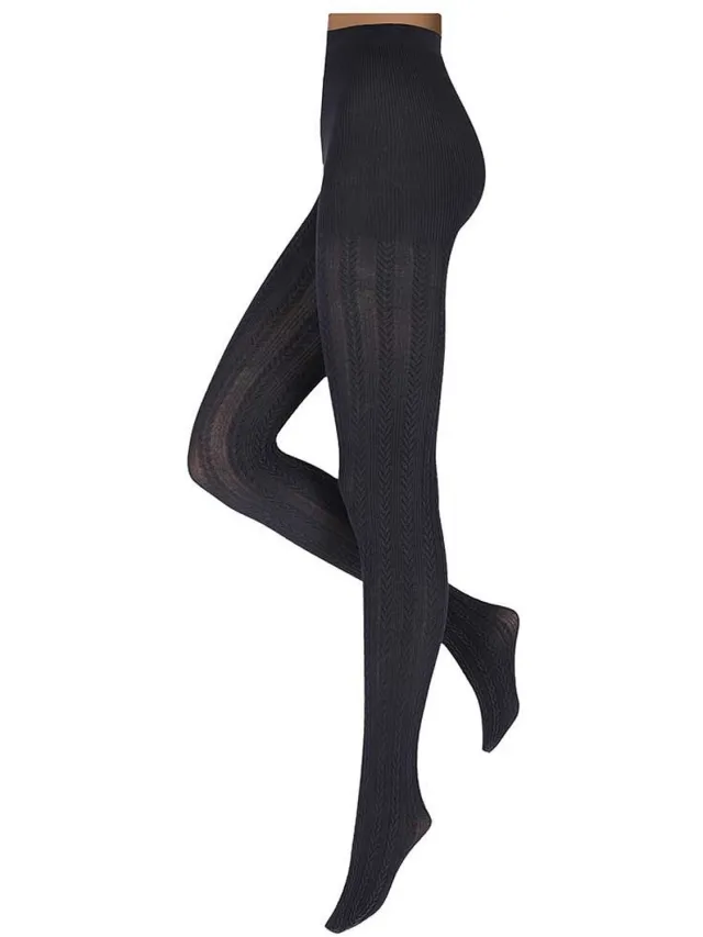 morethansocks Legging dames - Kabel - Maat S t/m XXL - 2-Pack - Modal panty - Marine blauw
