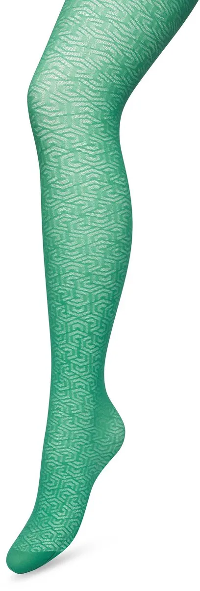 Bonnie Doon Grafische Panty 40 Denier Fel Groen Dames - Grafisch - Print - Gladde Naden - Maximaal Draagcomfort - Chique Panty - Feestelijk - Eclectic Tights - Jellybean - BP221911.257